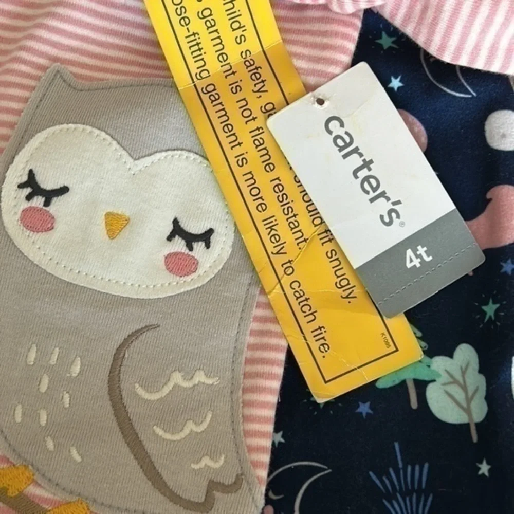 Owl Carter’s Pajamas Set Size 4T Pink & Blue NWT